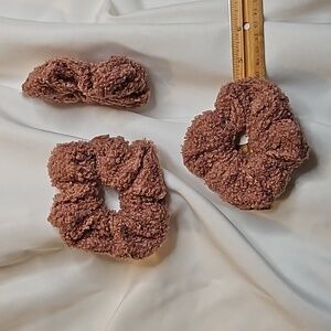 Terry cloth mauve scrunchies